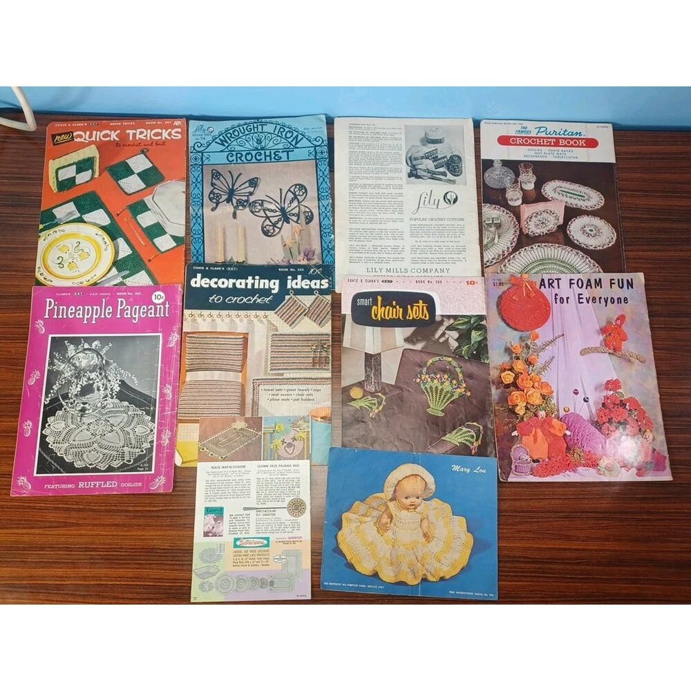 Vintage Crocheting & Knitting Books Doily,Dolls,Art Fun 1940's - 1960's Crafts - Picture 10 of 12